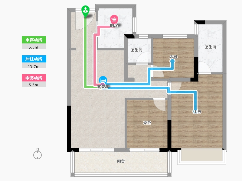 江苏省-苏州市-浅悦静庭-84.01-户型库-动静线