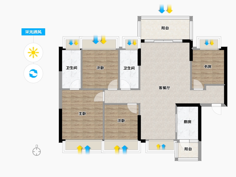 广东省-阳江市-御品帝景湾-102.75-户型库-采光通风