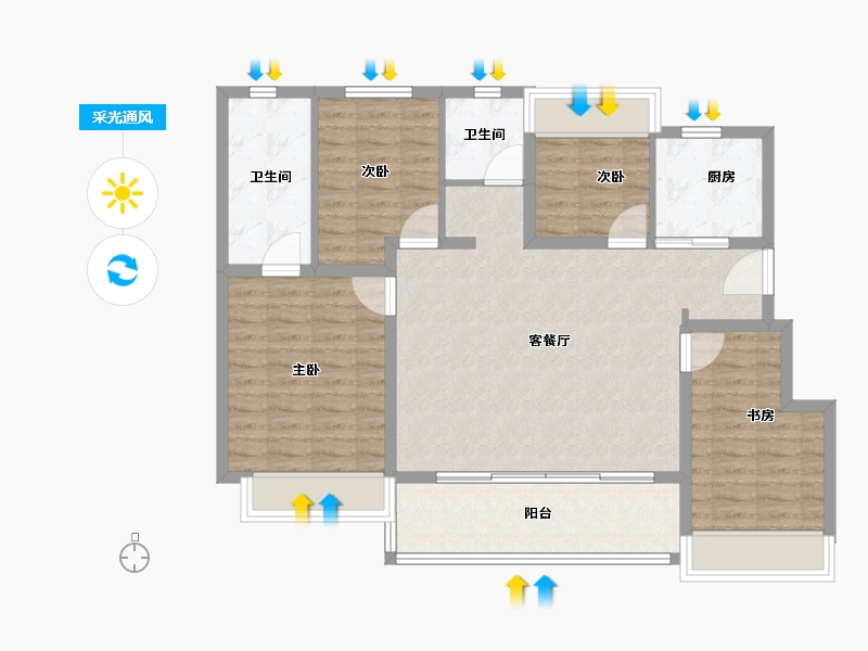 江苏省-苏州市-山樾云庭-100.00-户型库-采光通风