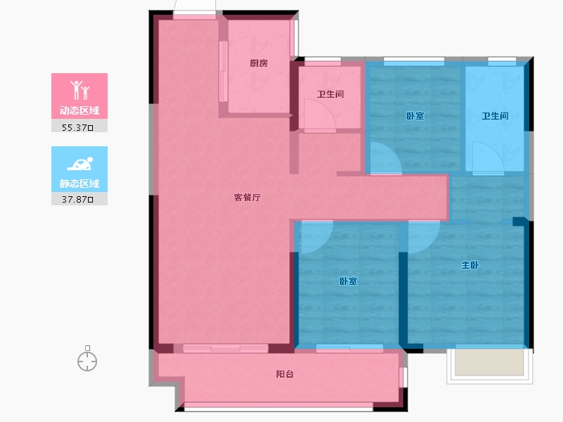 河南省-郑州市-中昂·博雅-83.20-户型库-动静分区