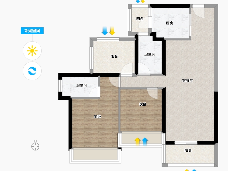 广东省-深圳市-慧湾中心-76.80-户型库-采光通风