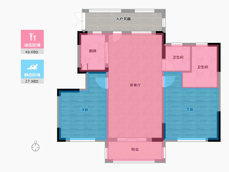 河南省-郑州市-思念果岭·岭尚桃源-76.00-户型库-动静分区