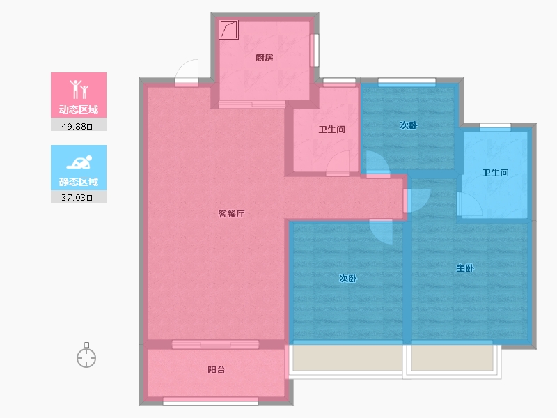 河南省-郑州市-富田城九鼎公馆-76.99-户型库-动静分区