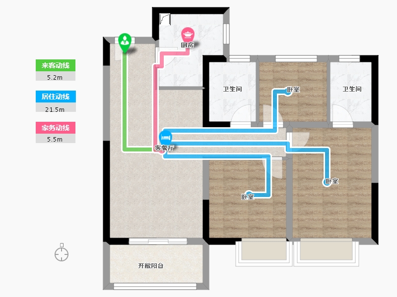 河南省-郑州市-豫发九棠府-76.60-户型库-动静线