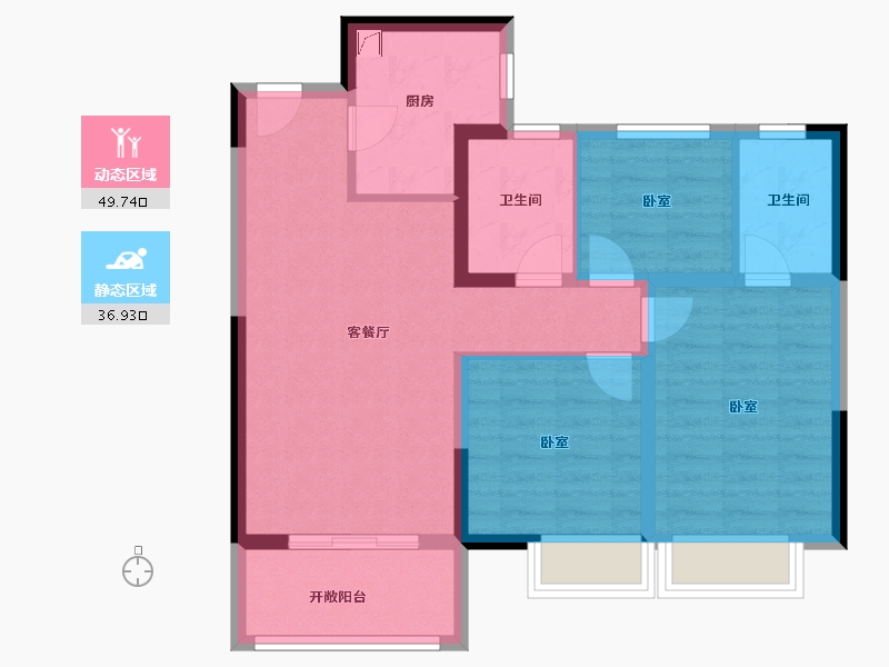 河南省-郑州市-豫发九棠府-76.60-户型库-动静分区