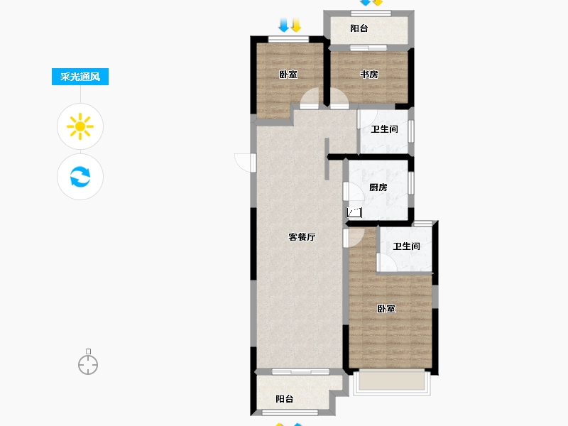 河南省-郑州市-康桥未来公元-87.00-户型库-采光通风