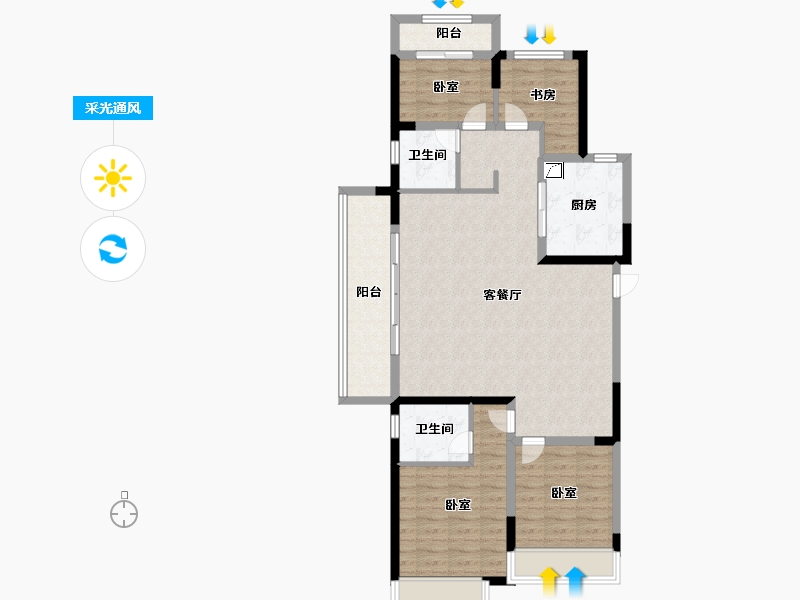 河南省-郑州市-康桥未来公元-104.00-户型库-采光通风