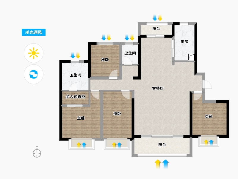 陕西省-渭南市-汉华原上-137.87-户型库-采光通风