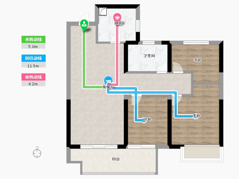 河南省-郑州市-富田城·九鼎华府-71.00-户型库-动静线