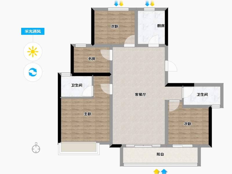 河南省-郑州市-康桥兰溪-101.60-户型库-采光通风