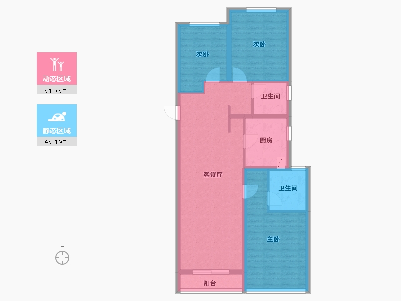 河南省-郑州市-富田城九鼎公馆-86.00-户型库-动静分区