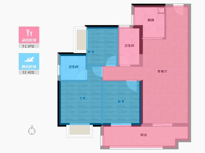 广东省-深圳市-碧桂园天湖山色-75.23-户型库-动静分区