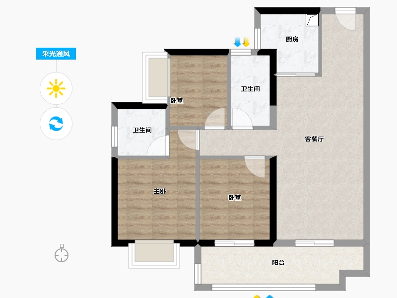 广东省-深圳市-碧桂园天湖山色-75.23-户型库-采光通风