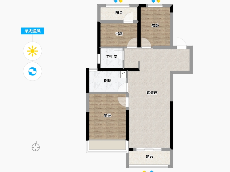 河南省-郑州市-绿都·青云叙-71.20-户型库-采光通风