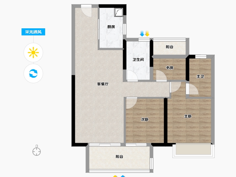 河南省-郑州市-华润置地凯旋门-81.53-户型库-采光通风