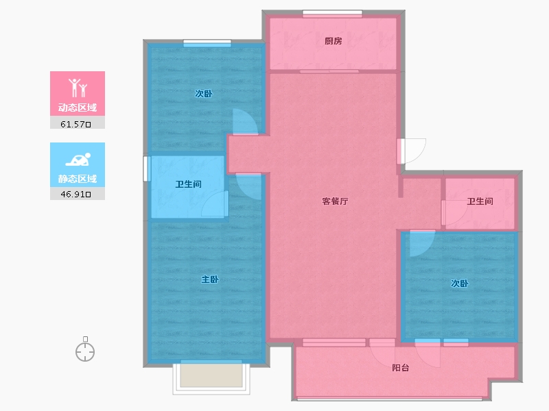 山东省-临沂市-天润·香墅湾1号-98.00-户型库-动静分区