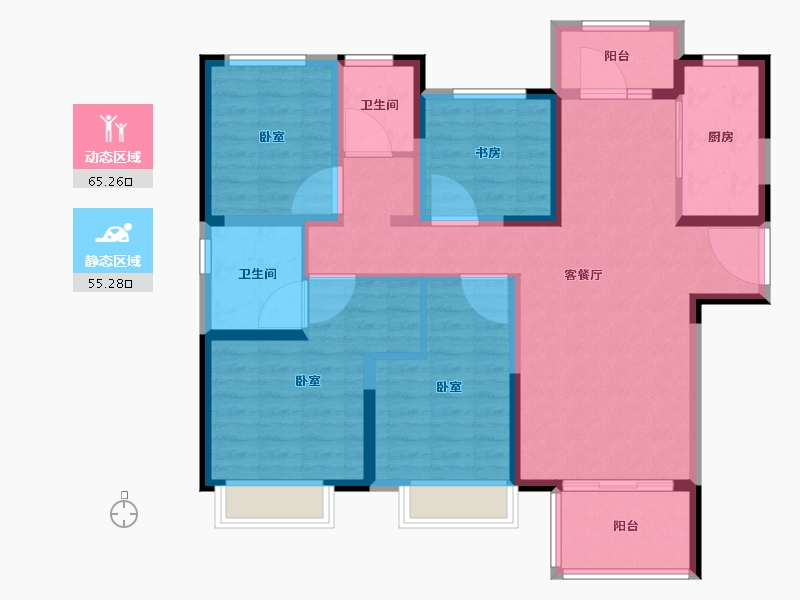 河南省-郑州市-中原华侨城-107.20-户型库-动静分区