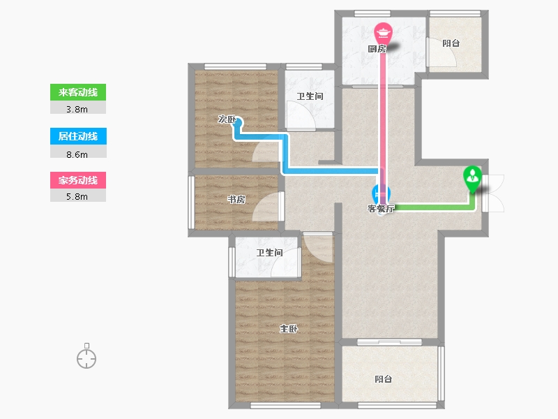 江苏省-苏州市-览月阁​-108.00-户型库-动静线