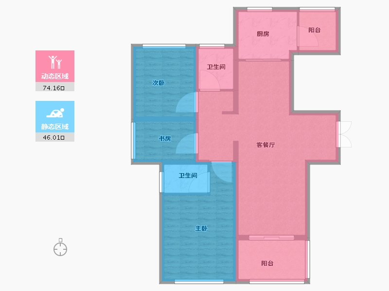 江苏省-苏州市-览月阁​-108.00-户型库-动静分区