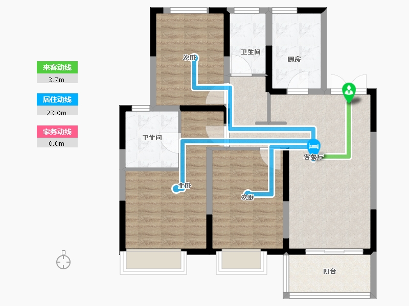 江苏省-苏州市-陆家嘴锦绣澜山-90.40-户型库-动静线