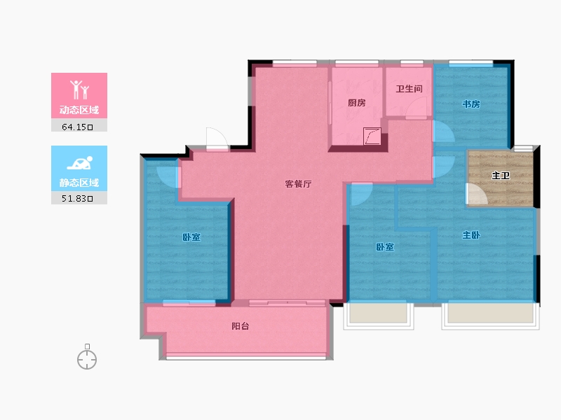 河南省-郑州市-华发峰景湾-108.44-户型库-动静分区