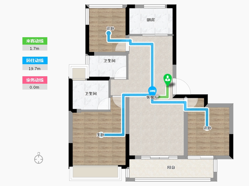 江苏省-苏州市-首开棠前如苑-85.60-户型库-动静线