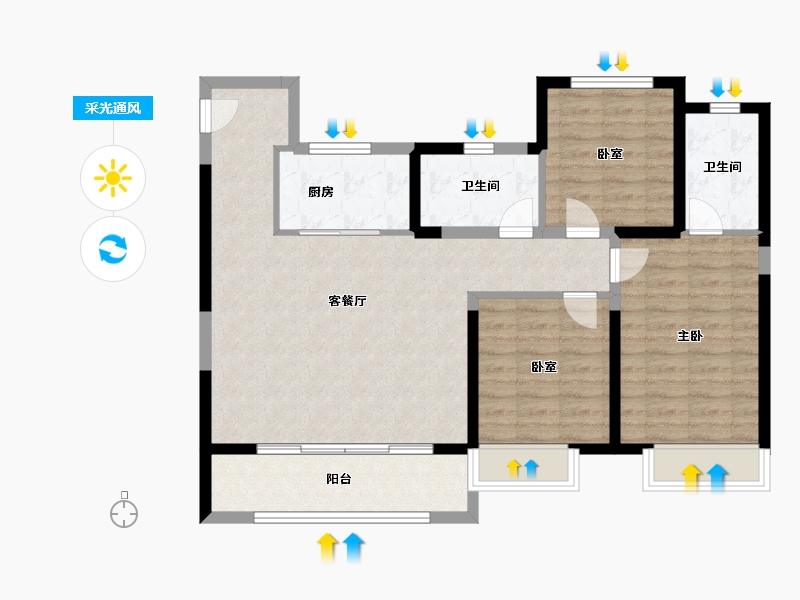 河南省-郑州市-新城·时光印象-94.00-户型库-采光通风