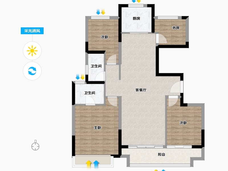 江苏省-苏州市-建发·御璟湾-102.40-户型库-采光通风