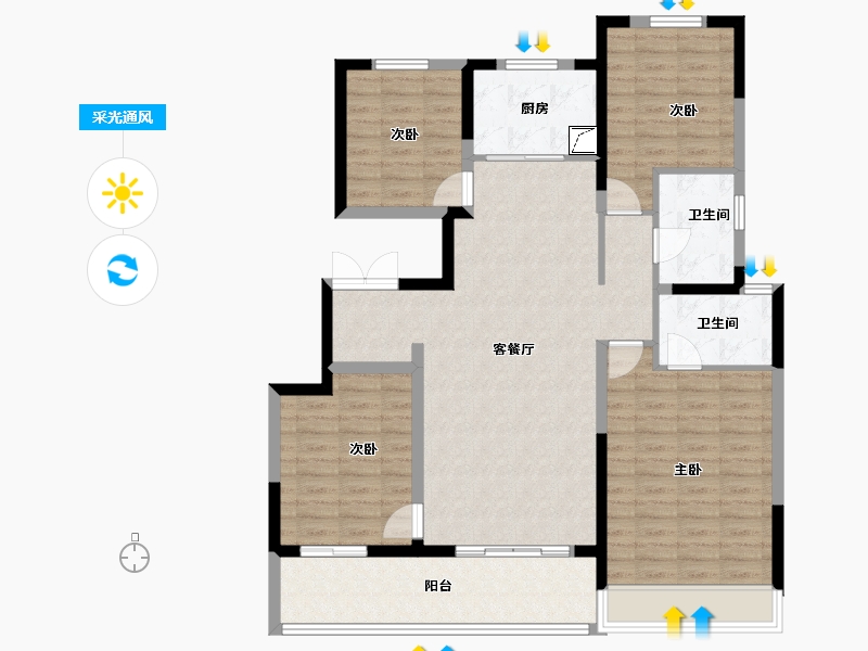 河南省-郑州市-思念果岭·岭尚桃源-116.07-户型库-采光通风