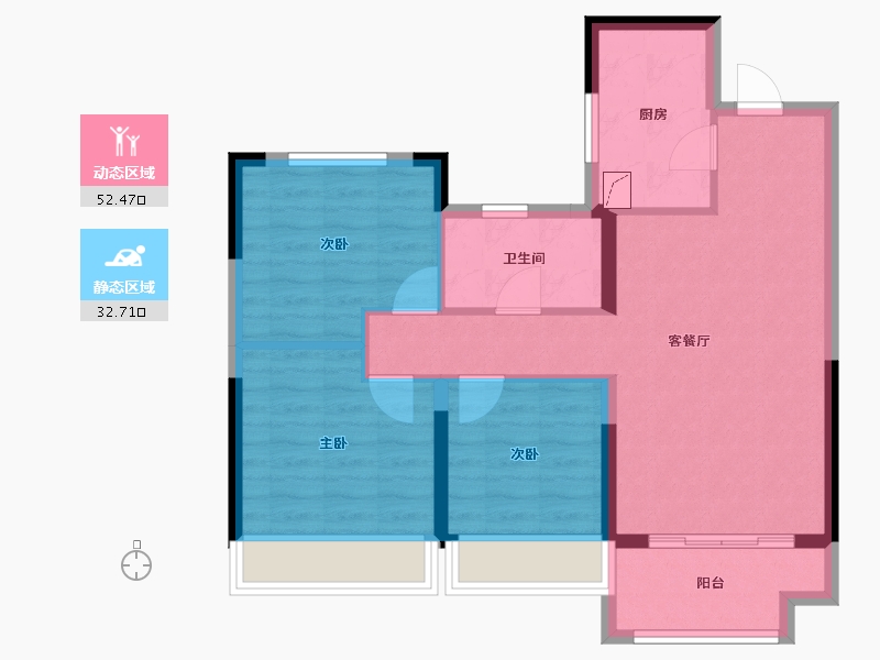 河南省-郑州市-金地·格林格林-76.00-户型库-动静分区