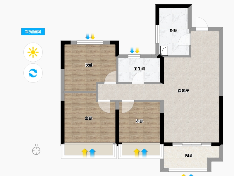 河南省-郑州市-金地·格林格林-76.00-户型库-采光通风