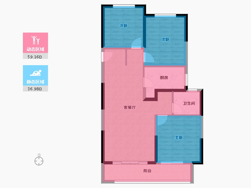 河南省-郑州市-远洋臻园-85.95-户型库-动静分区