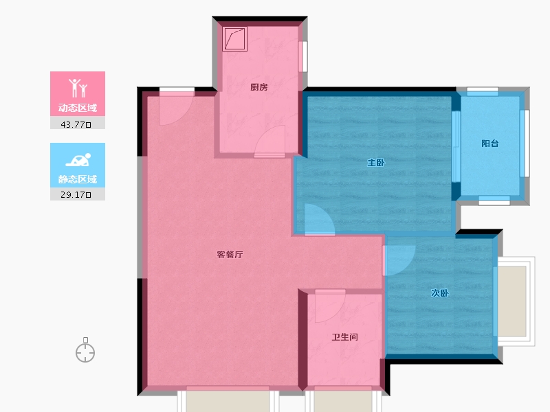 福建省-福州市-龙湖春江彼岸-65.00-户型库-动静分区