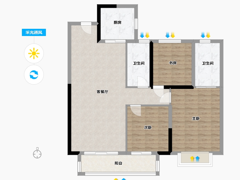 湖北省-武汉市-中建星光城-97.00-户型库-采光通风