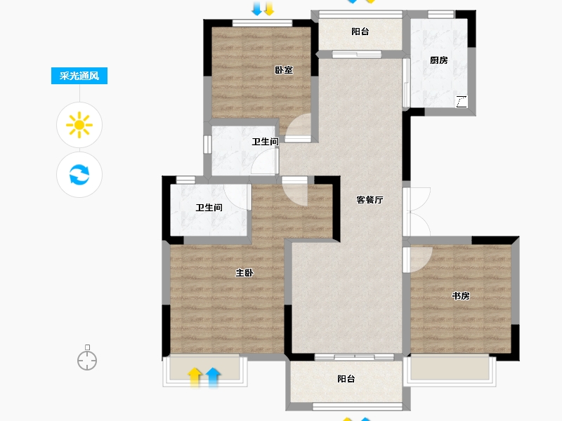 河南省-郑州市-建业·嵩岳府-92.00-户型库-采光通风