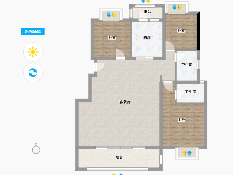 云南省-昆明市-和悦佳苑-113.09-户型库-采光通风