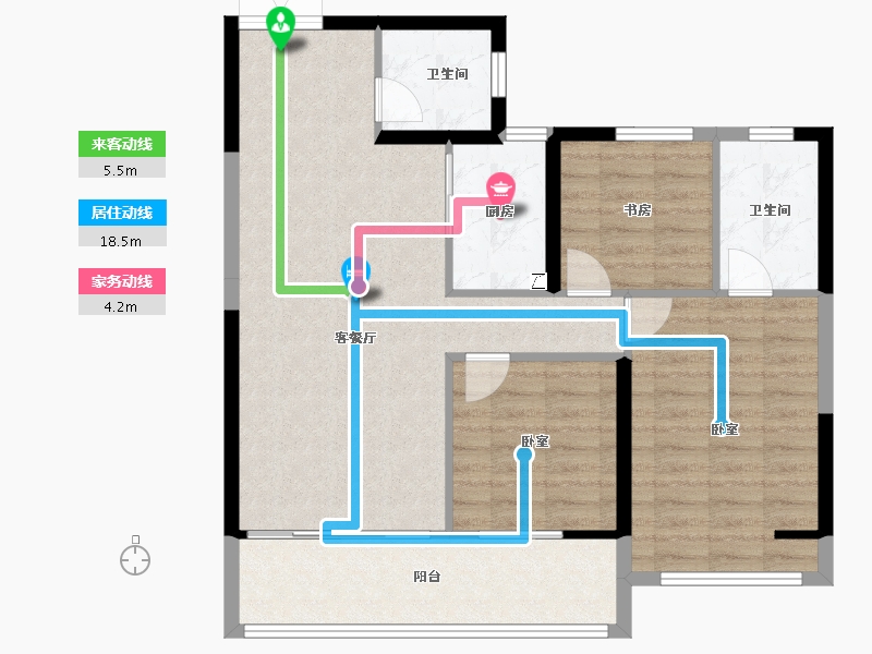 河南省-郑州市-中绘·集云筑-89.60-户型库-动静线