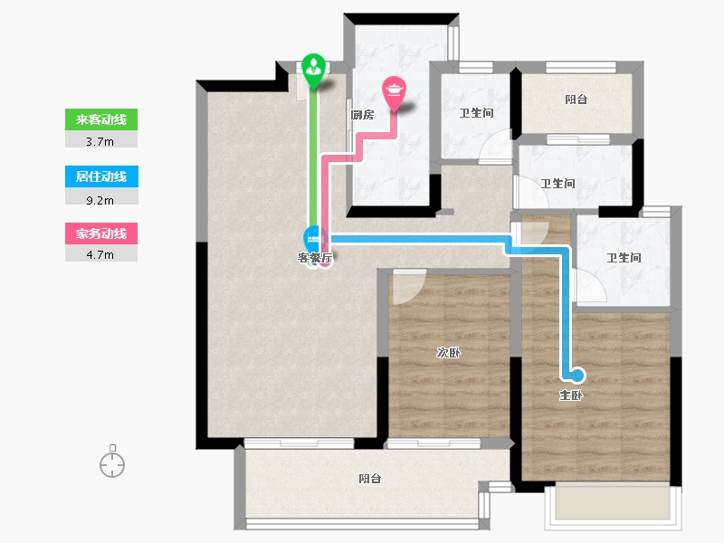 河南省-郑州市-华强国际公馆-87.20-户型库-动静线