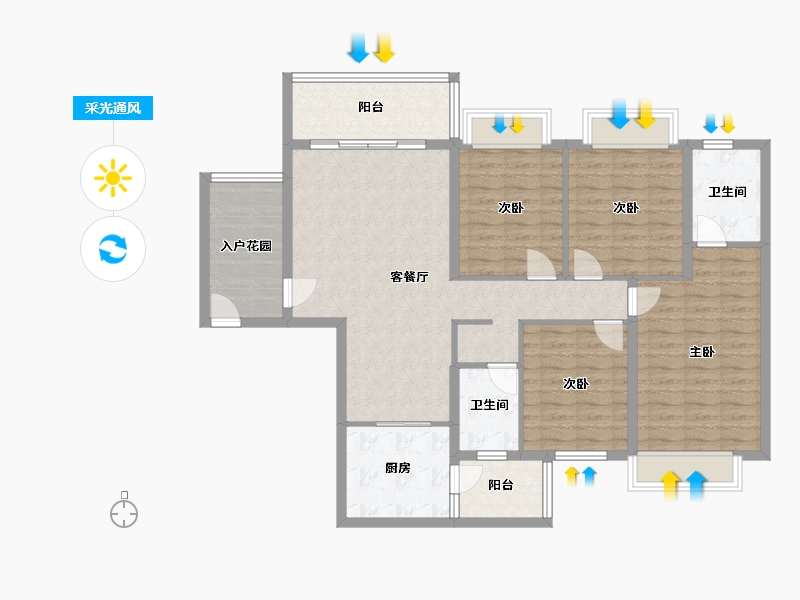 广西壮族自治区-南宁市-民族苑小区-125.00-户型库-采光通风