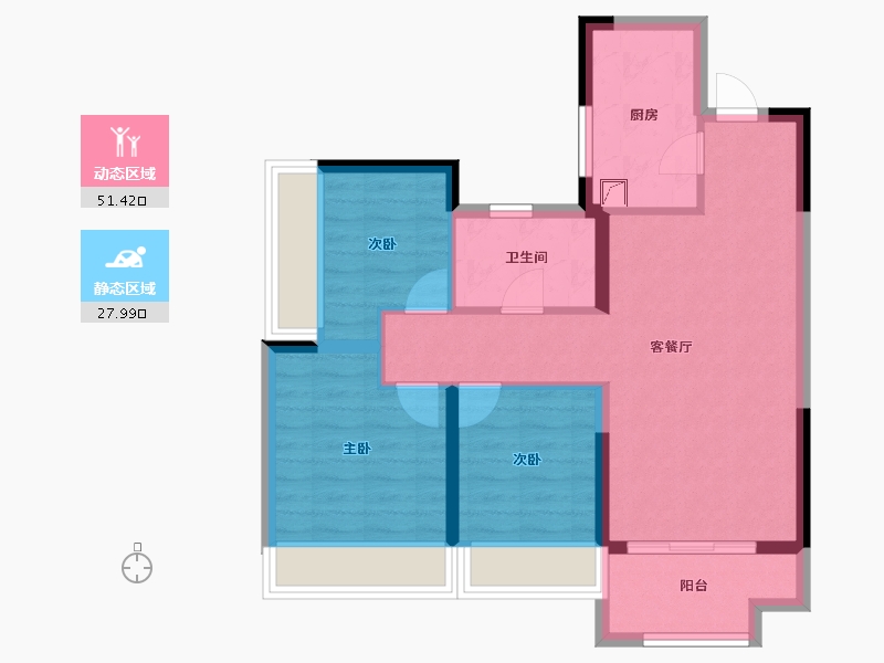 河南省-郑州市-金地·格林格林-70.40-户型库-动静分区