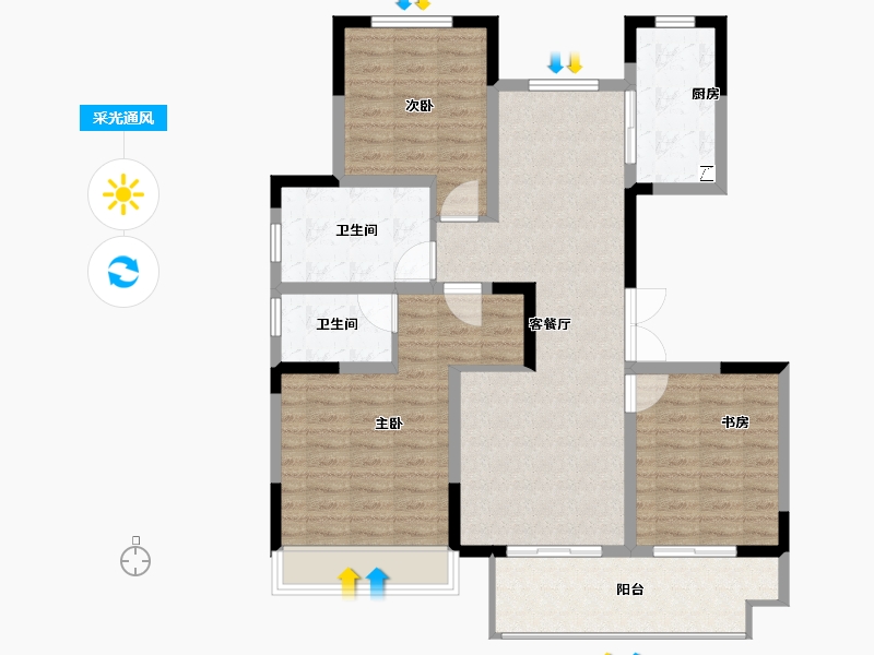 河南省-郑州市-建业·嵩岳府-104.00-户型库-采光通风