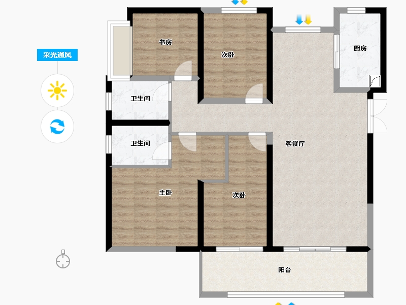 河南省-郑州市-富田城九鼎公馆-114.00-户型库-采光通风