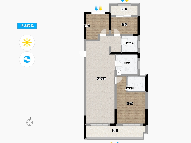 河南省-郑州市-康桥未来公元-86.00-户型库-采光通风