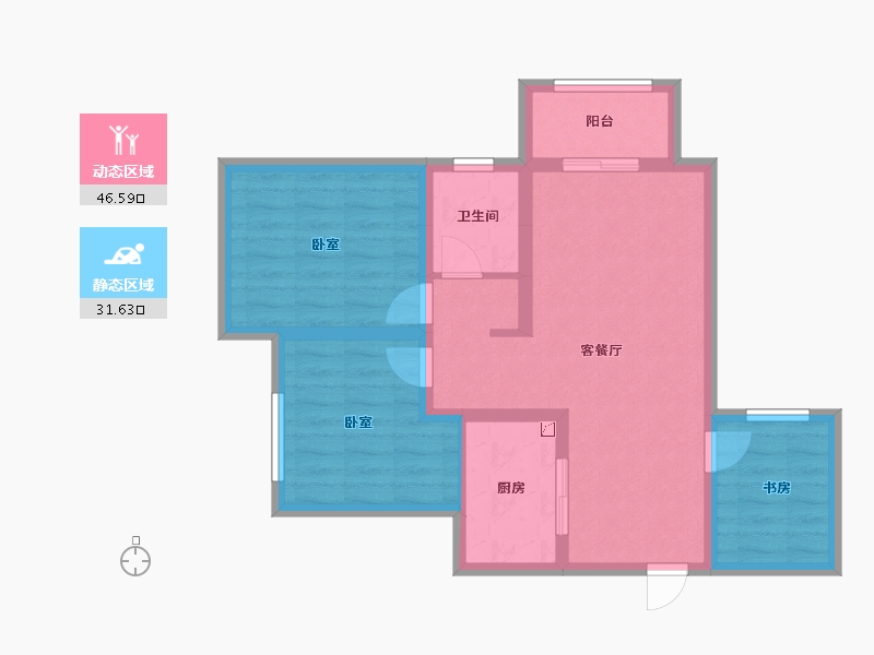 河南省-郑州市-兴港和昌云著-68.97-户型库-动静分区