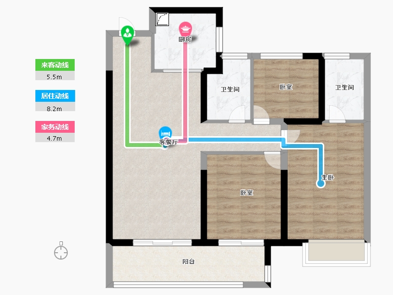 河南省-郑州市-富田城·九鼎华府-83.99-户型库-动静线