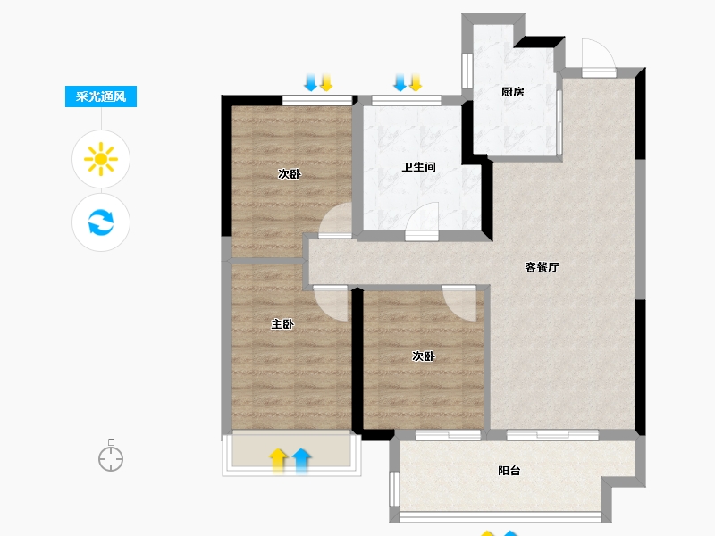 河南省-郑州市-星联·花溪府-80.00-户型库-采光通风