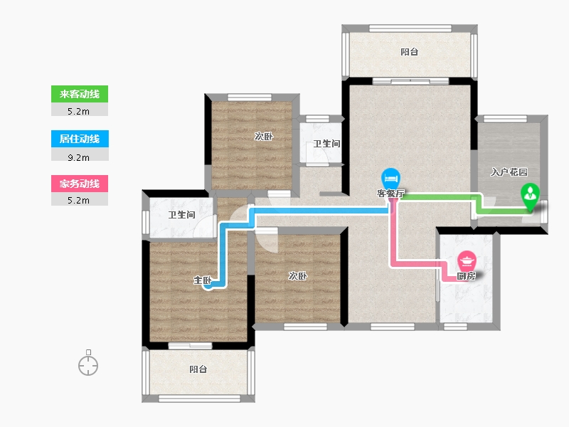 湖南省-益阳市-鸿雁华府-116.00-户型库-动静线