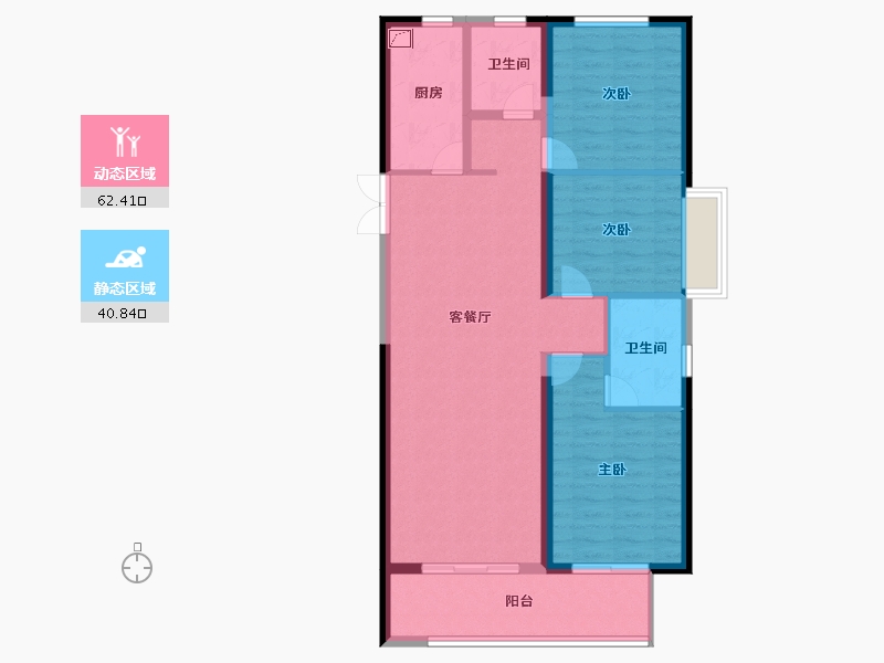 河南省-郑州市-富田城九鼎公馆-93.00-户型库-动静分区