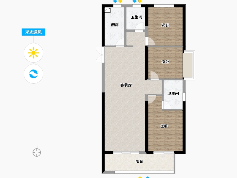 河南省-郑州市-富田城九鼎公馆-93.00-户型库-采光通风