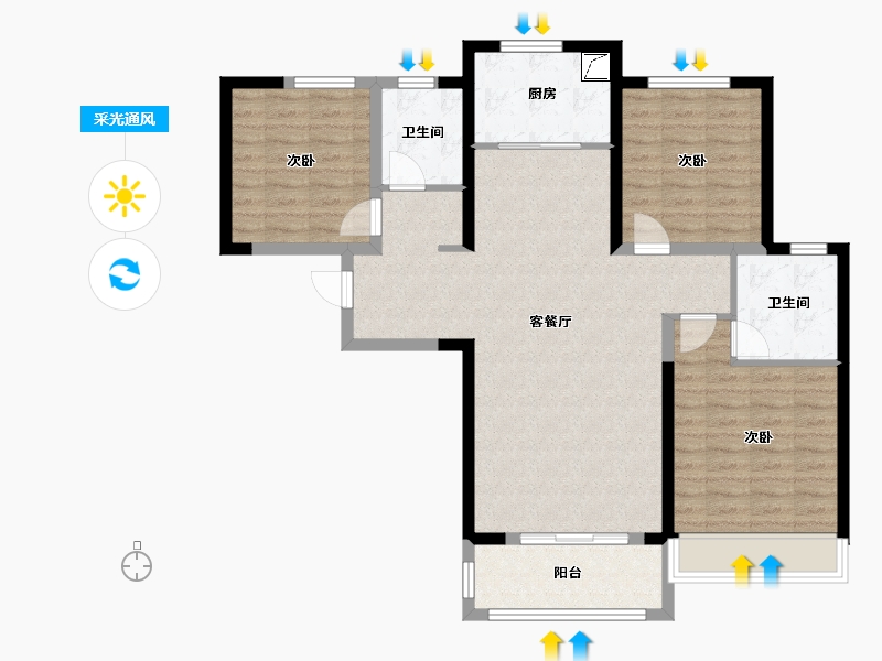 河南省-郑州市-裕华会园-97.80-户型库-采光通风